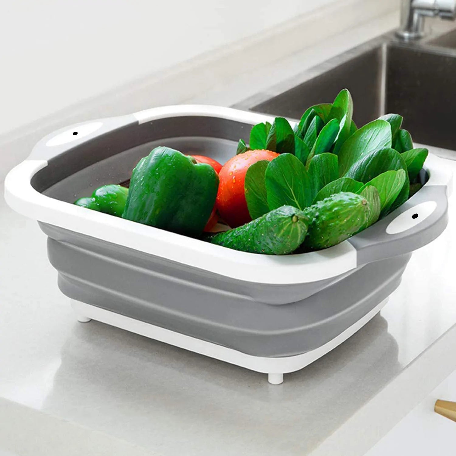 0098L COLLAPSIBLE CUTTING BOARD WITH DISH TUB BASKET For Kitchen Use ( 1 Pcs )  0098L COLLAPSIBLE CUTTING BOARD WITH DISH TUB BASKET For Kitchen Use ( 1 Pcs )